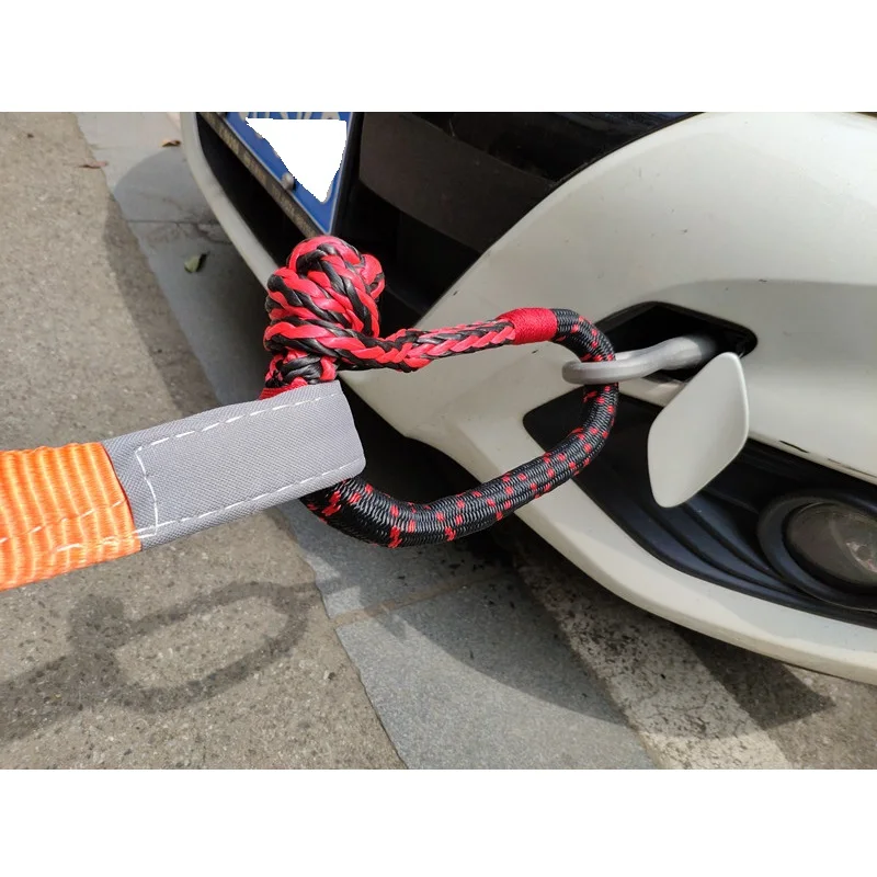 Lanopovodné syntetické auto flexibilné okovy 38 000 libier Rekruhový prsteň prívesu ťahací remienok Vytiahnite 17t auto rozpadlo navijakové doplnky