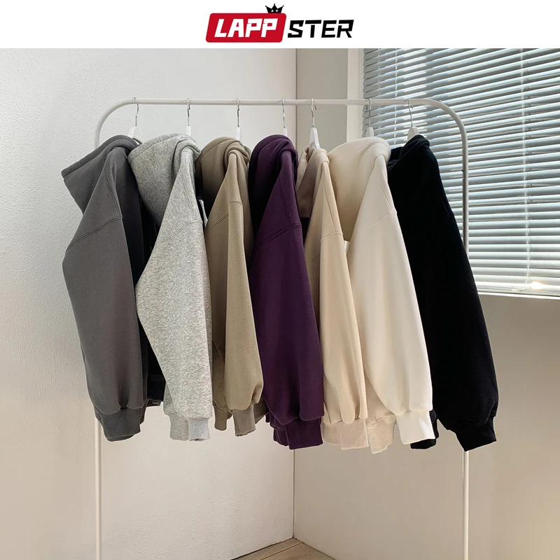 Lappster y2k fleece nadmerne veľkým grafickým kapucňou japonské streetwear harajuku mikiny muži Kórejské módy Vintage mikina