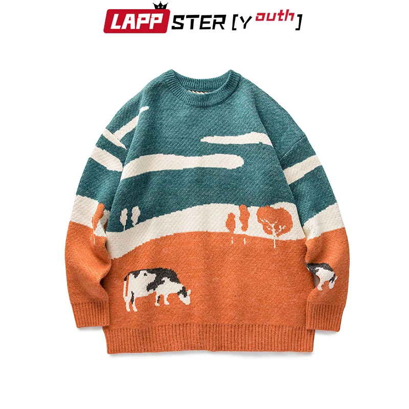 Lappster-Youth Cows Kawaii Vintage Zimné svetre 2023 Pullover O-Neck Kórejský móda sveter Ženy Príležitostné oblečenie Harajuku