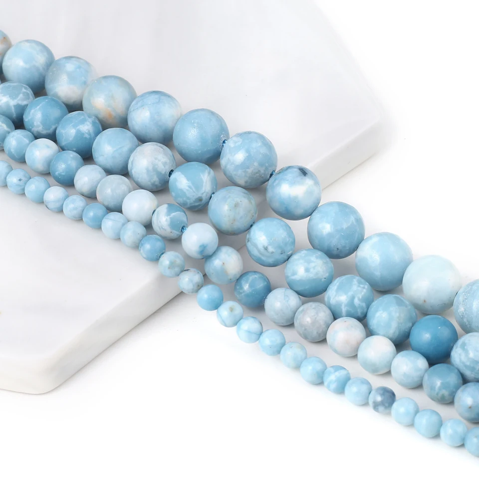 Larimar Loose Práľby prírodný kameň modré tyrkysové korálky okrúhle korálky pre kutilové šperky výroby náramkov náramkov