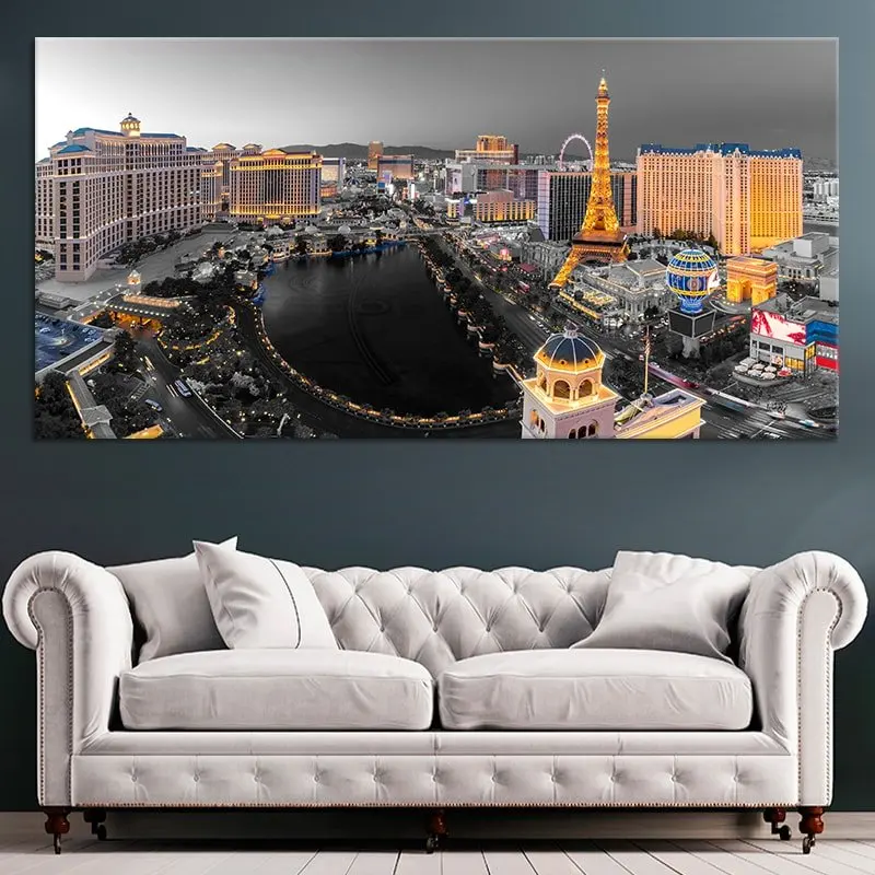 Las Vegas Strip City Night View Print Canvas maľba nástenné umenie HD Pictures City krajina plagát pre obývaciu izbu stena dekorácie