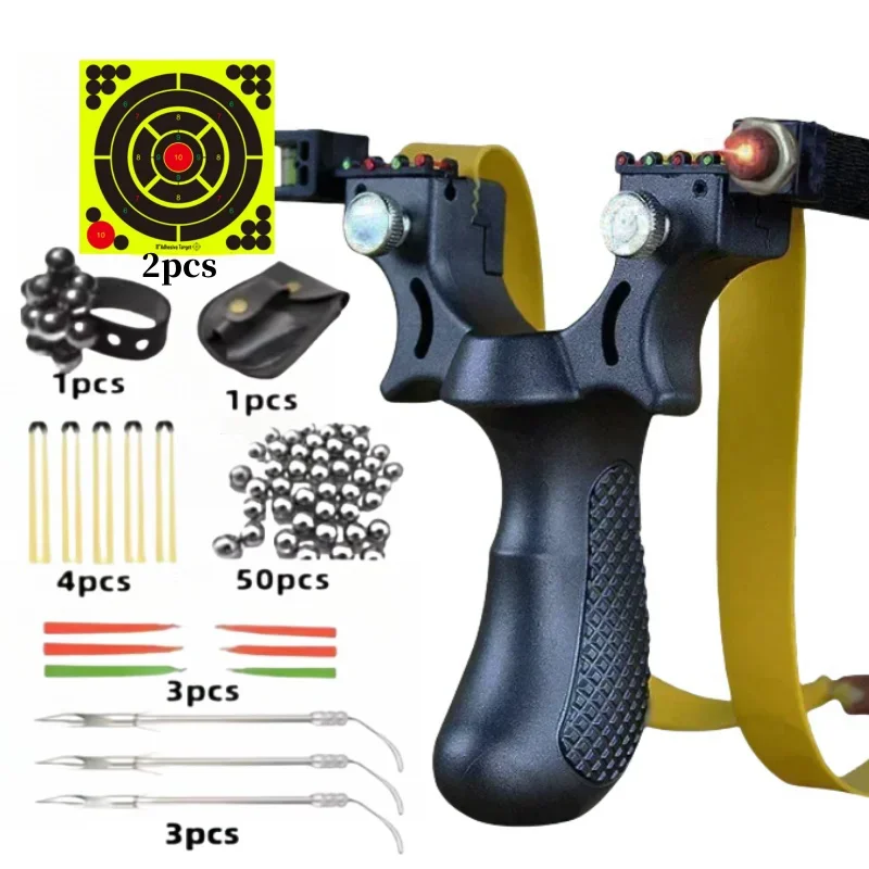 Laser zameraný na praky slingshot anti sklz rukoväť prasshot vonkajšie lovecká streľba gumová pásma oceľová guľôčková súprava