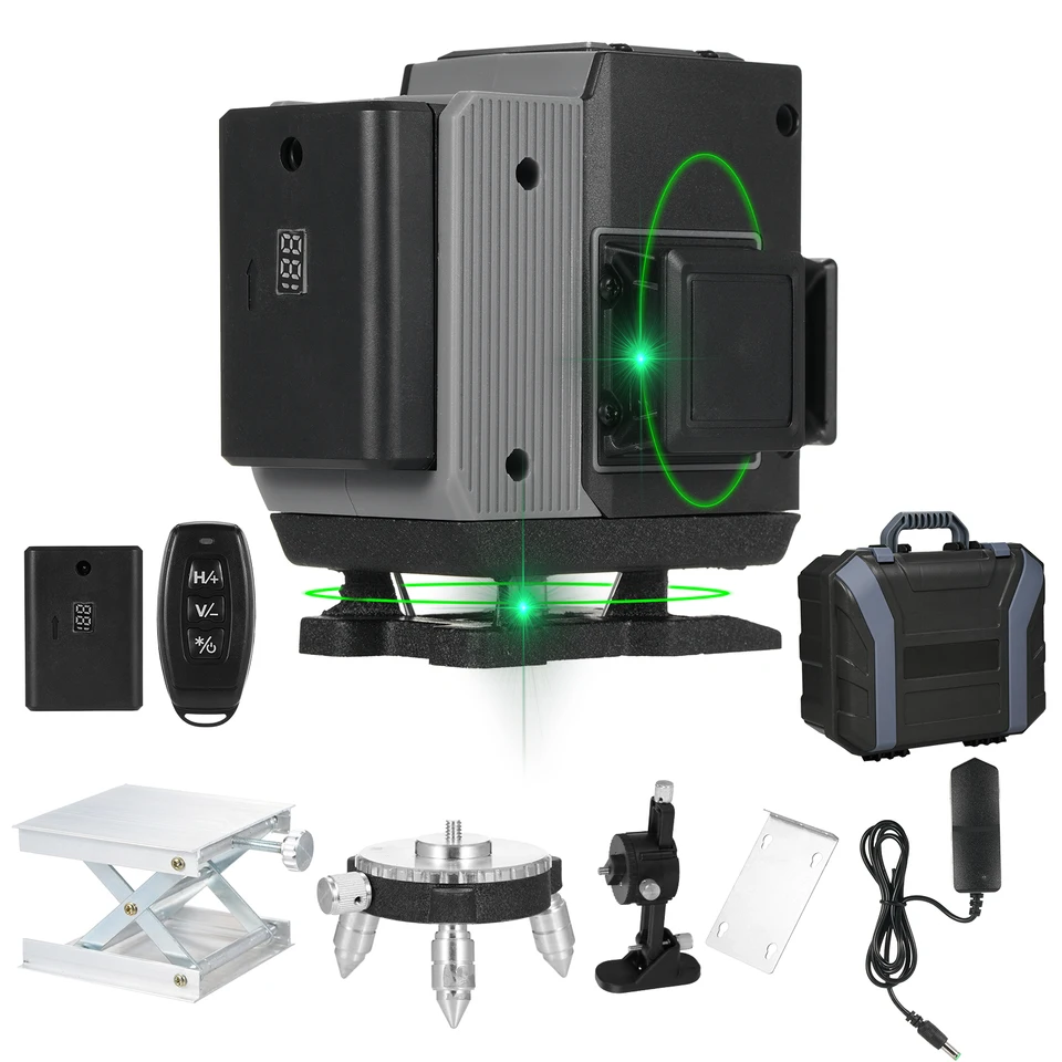 Laserová úroveň 3x360 ° 12/16 Čiary 3D zelená laserová úroveň samoliblingového nástroja Laser LEAM OBLASŤ DVOJ 360 ° Horizontálne čiary