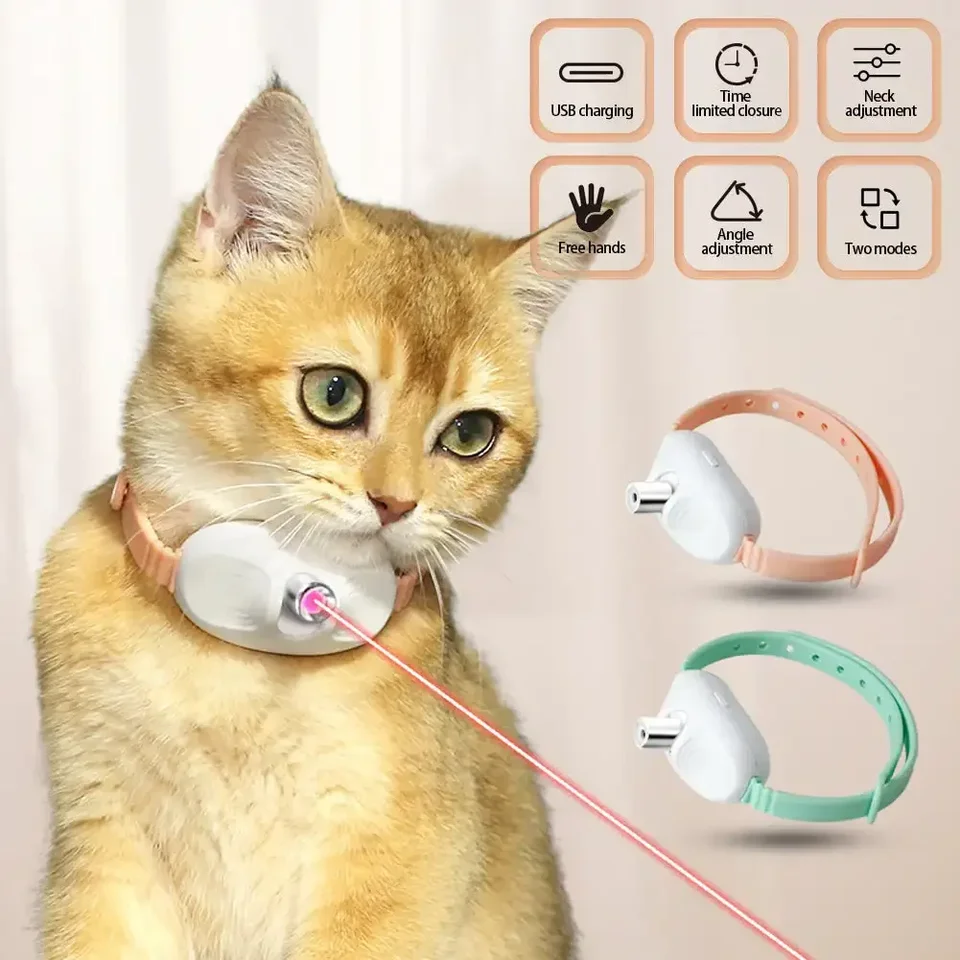 Laserový mačkový golier škádlenie Cat Elektrické nabíjanie USB Kitten Automatické mačky hračky hračky inteligentné laserové škádlenie mačiek Interaktívne hračky