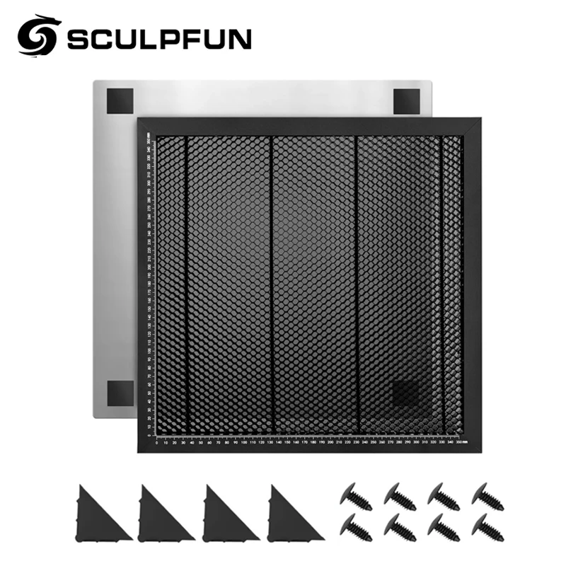Laserový rytec Honeycomb 400x400 mm Pracovná plocha pracovná tabuľka všetkých kovových štruktúr s meraním pre CO2/Diód/Fiber laser