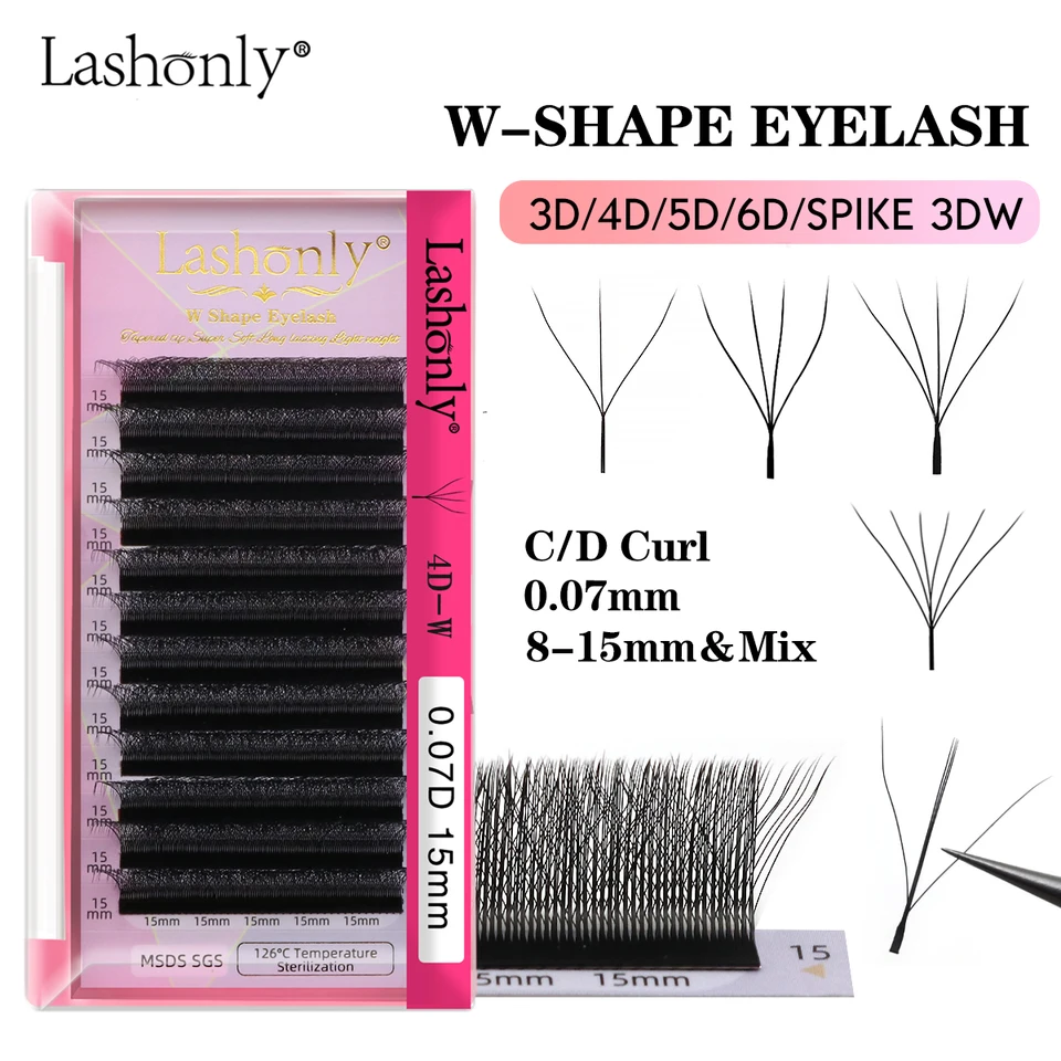 Lashonly nový 3D 4D 5D 6d W Automatické kvitnúce mihalnice predlžovanie predĺženia ventilátorov Volím