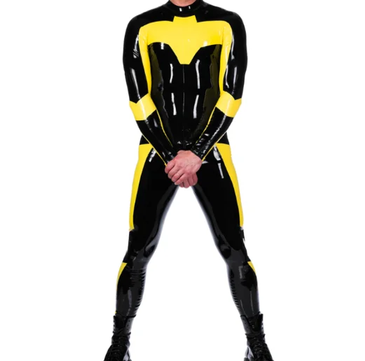 Latex Catsuit Gum GuDysuit so zadným rozkrokom zipsom roly Party pre unisex bez ponožiek