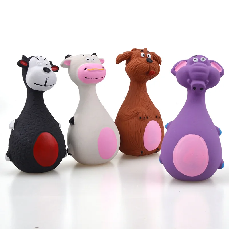 Latex Dog Hračky zvuk zvuku pučiaci slon/kravské zviera Žuvacie domáce zviera gumové vokálne hračky pre malé veľké psov