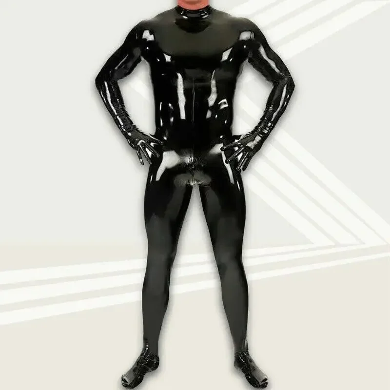 Latex Pure Gum Classic Black Catsuit Zentai kombinéza Fitness Bodysuit Zentai 0,4 mm S-XXL