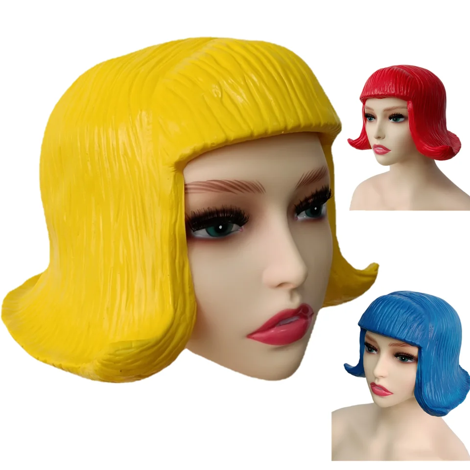Latex Wig Hood Cosplay herec hlava gumová vlna party party Party Up rekvice pre ženy