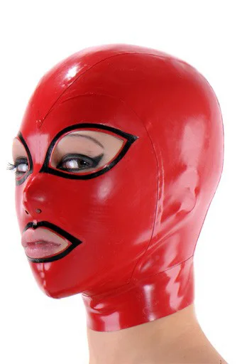 Latexová kapucňa gumová maska ​​ručne vyrobená s očami ústa čierna výbava sexy halloween cosplay kostýmy pre mužov