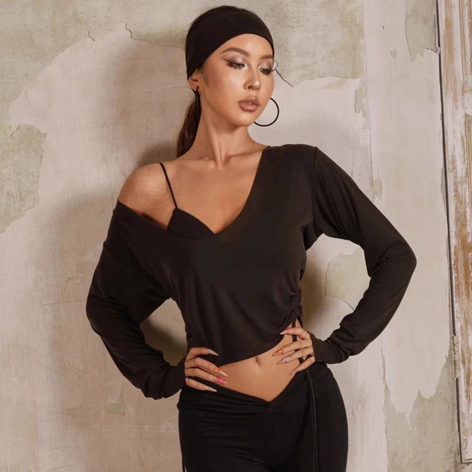 Latinský tanečný oblek s dlhým rukávom Dance oblečenie Top Dancewear Top ženský tanečný oblek waltz šaty Dance Suit Top 24079