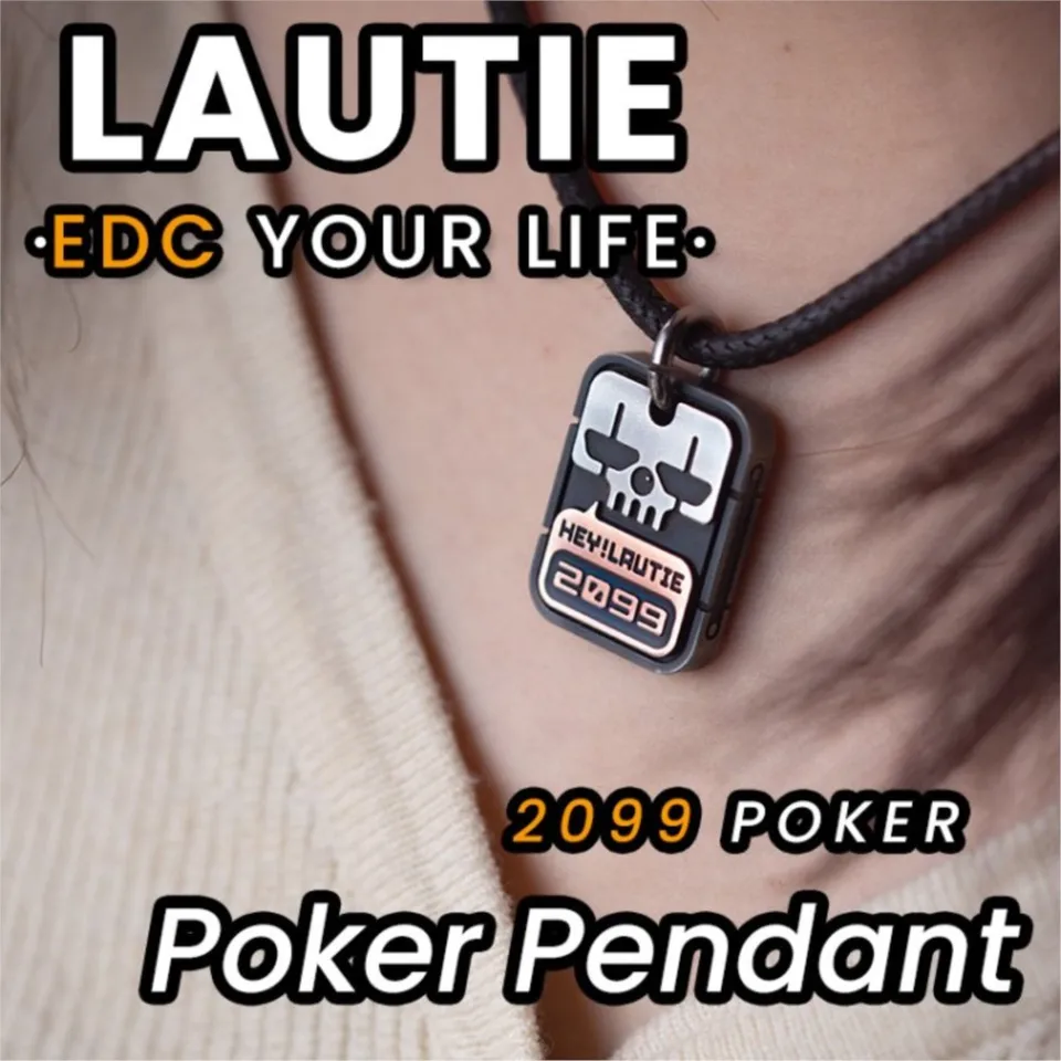 Lautie Clown Poker Náhrdelník EDC Keychain Cupronick, mosadz, meď, prívesok zliatiny zirkónia pre mužov