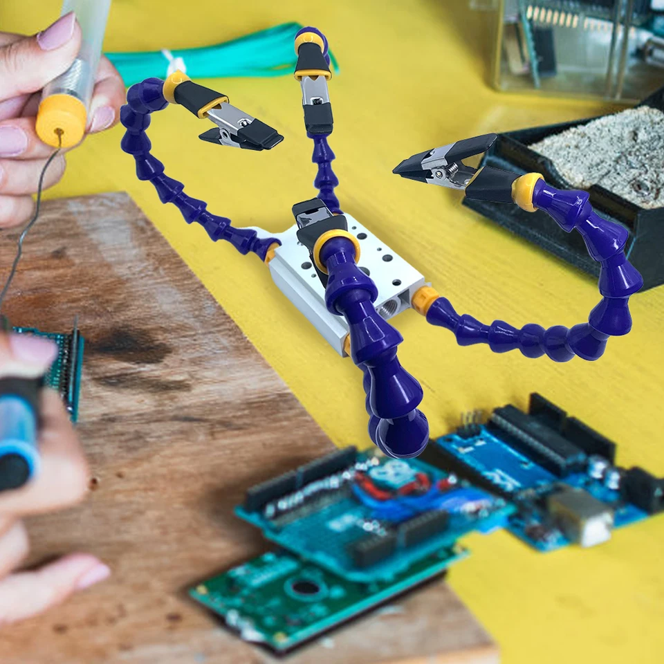 Lavica zveráka svorka PCB Spájnutie držiaka s držiakom 2/4/6ks Flexibilné ramená zliatiny Hliníkovej zliatiny tlačeného obvodu Opravy zvárania