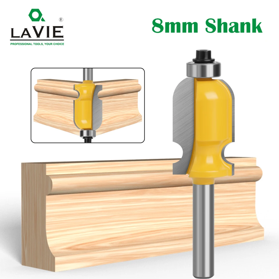 LAVIE 1PC 8 mm driek architektonická lišta smerovač bit drevené mletie frézka pre drevený bit bit mlyn mlyn mc02080