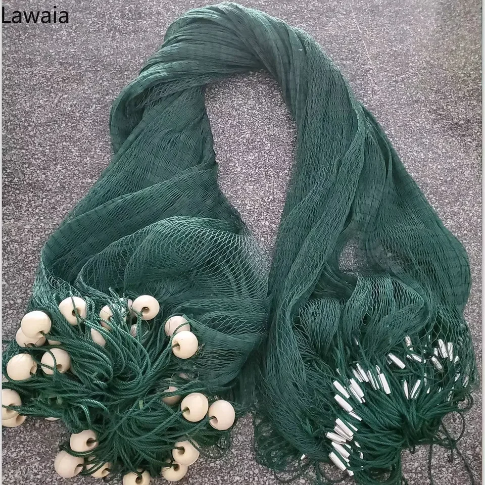Lawaia Green Multifily Fishing Rywning Net s netou železnou penou plaváky rybníkové rybníky Dragnet Pull-Net 5 m 10m zábradlia sieť