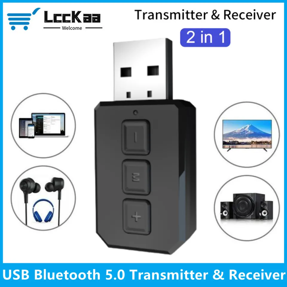 LCCKAA USB Bluetooth 5.0 Perieter prijímač 2 v 1 bezdrôtový zvukový adaptér s 3,5 mm káblovou mikrofónom pre auta TV slúchadlá AUX AUX