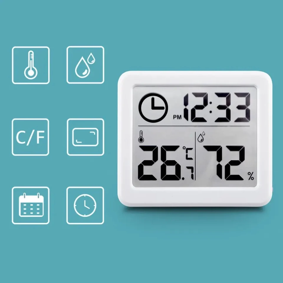 LCD digitálny termohygrometer ultra tenký jednoduchý inteligentný domáci elektronický digitálny teplomer pre stenu