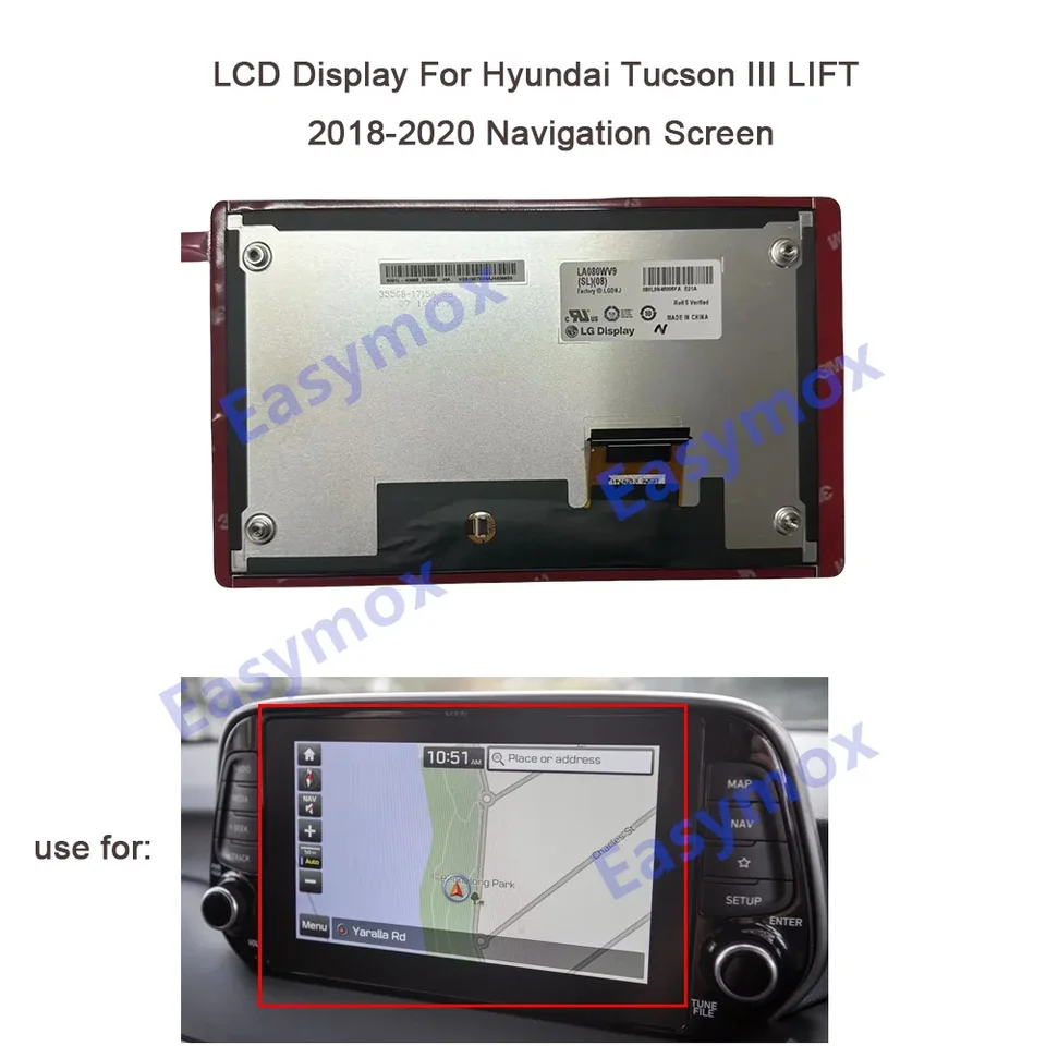 LCD displej dotykovej obrazovky pre Hyundai Santa Fe 2019-2020 navigácia LA080WV9-SL02 LA080WV9 96560S2301 96560 96160K2830MDD