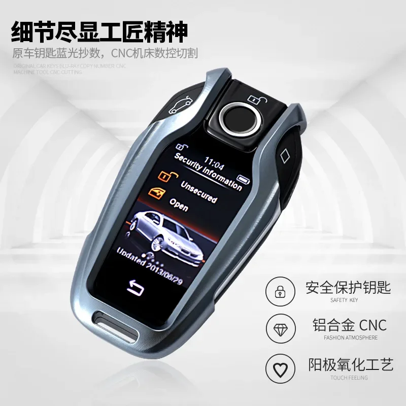 LCD Displej luxusná hliníková zliatina zliatiny automobil Kľúč na kabelku ochrana pre BMW 7 Series 5 Series 3 Series 3 Series Metal Key Cover Case Men Ženy