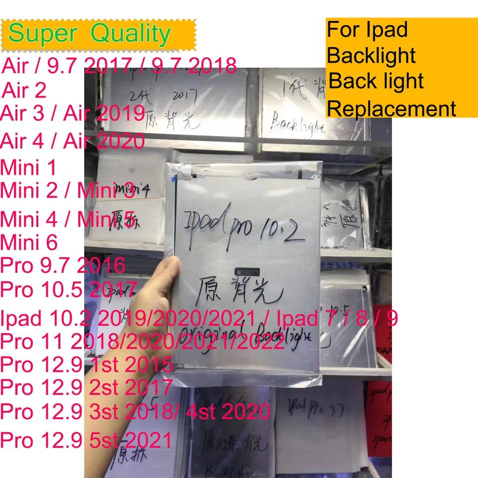 LCD obrazovka Displej zadného svetla pre iPad 10 9 8 7 vzduch 2 3 4 Pro 9,7 10,2 10,5 11 12,9 Mini 1 2 3 4 5 6 Výmena