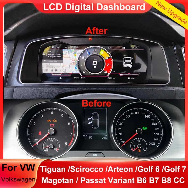 LCD rýchlomer digitálny prístrojový panel Dashboard Panelfor VW Golf 7 Golf 6 GTI Passat B8 B7 B6 CC Scirocco Virtuálny prístroj Cluster Cockpit Cockpit