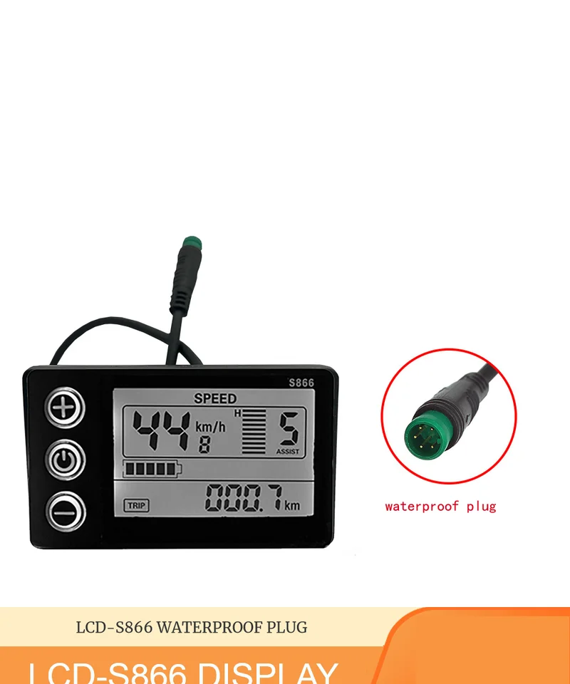 LCD-S866 Intelligent Electric Bicycle Meter Monitor, výmena guvernéra rýchlosti bicykla, 24-48V