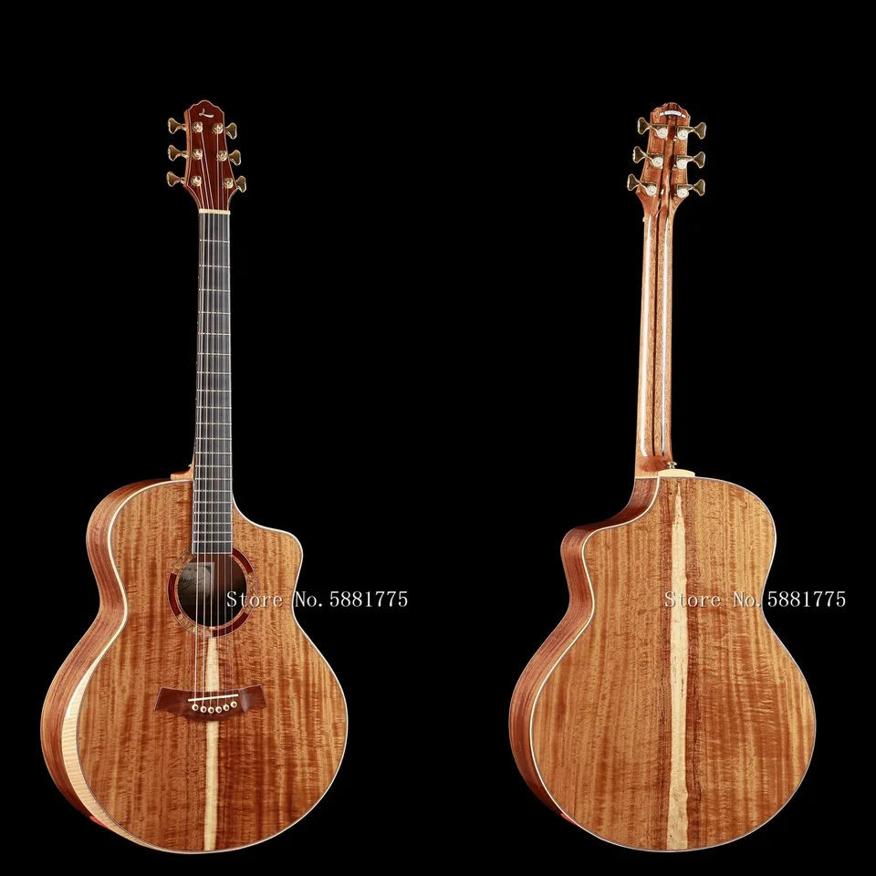 Le Chant Ly-JC55A 41-palcová akustická gitara, All Solid Koa Guitar, vysoko kvalitný výrezový ebenový fretboard akustická gitara, Guitarra