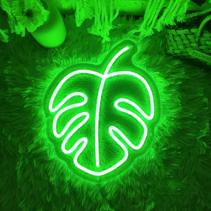 Leaf neónové ľahké umenie Decor Decor Green Plant LEAF LED znamenie Monstera Nočné svetlá pre domácu spálňu Obývacia izba Balkónová záhrada