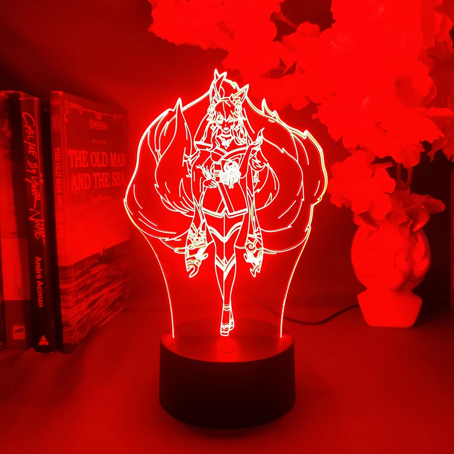 League legiend lol sieň slávy faker liga Immortal Ahri 3D ilúzna lampa Cool veci do miestnosti dekor 7