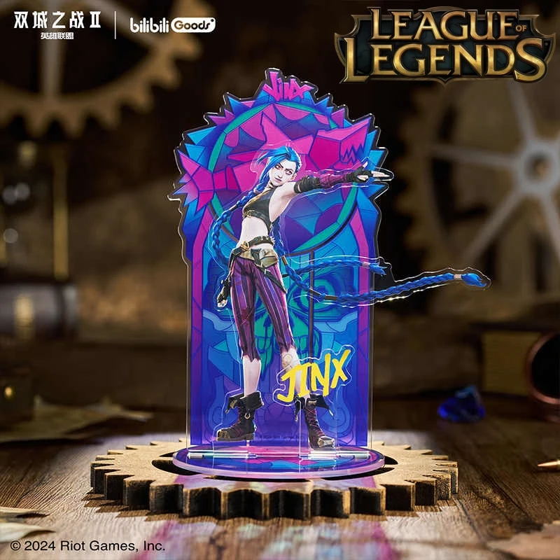 League of Legends City of Two Cities Jinx VI Caitlyn Kiramman Sign Perimeter Cartoon Anime Figure Decotion Ornament Modelový darček
