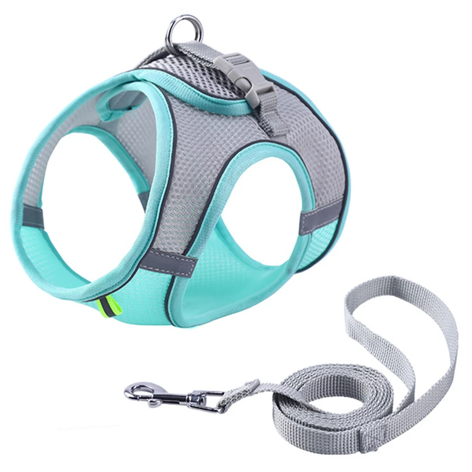 LEASH STAD SET SET MEKOVÉ ZLOŽENIE SPOKNUTIE VSTUPNÉHO VESTA s reflexnými popruhmi Malý veľký postroj pre chôdzu mačiek a vodítko