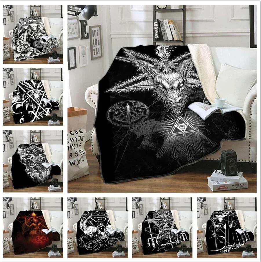 Lebka 3D tlač satanského hádzania prikrývku Bedspread Domov Textiles Sofa Tlač prikrývky fleece zimné teplé flanelové prikrývky k narodeninám darček k narodeninám