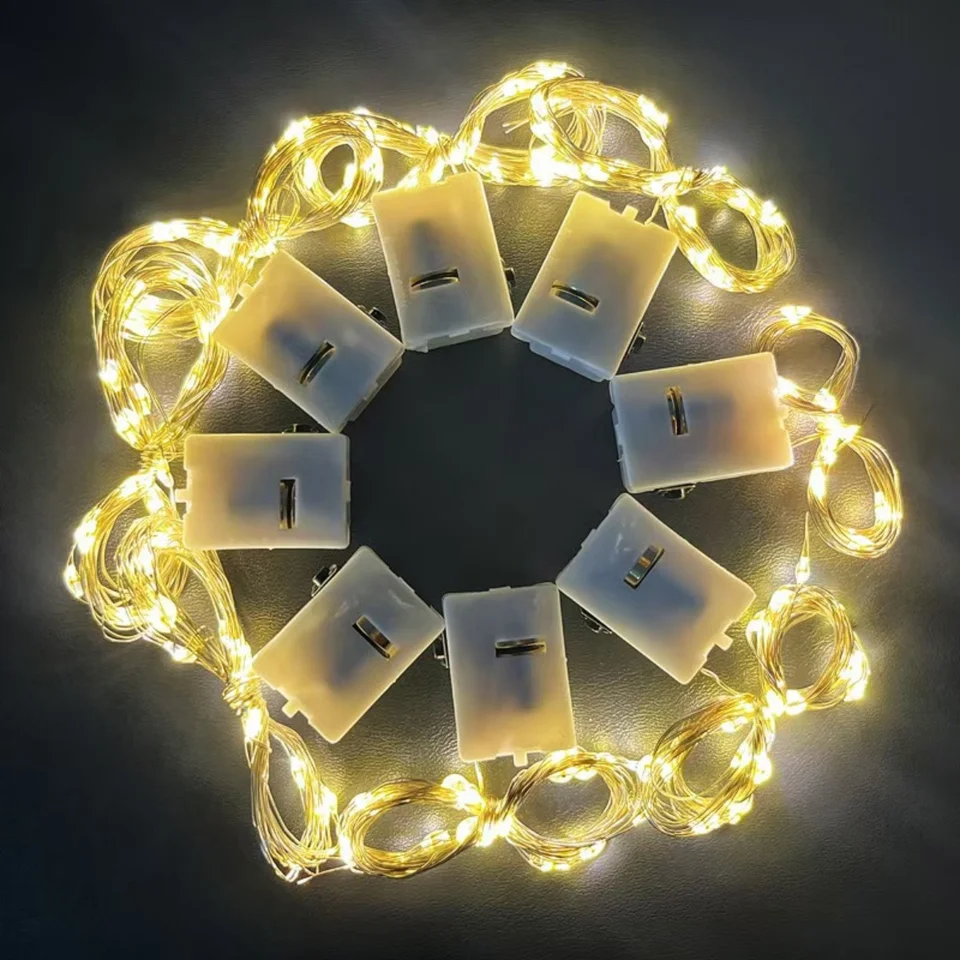 LED 10ks malá biela skrinka na medené drôtené lampa 2M20led3 Mode vhodné na balenie darčekov kvetov, jediné nezávislé balenie