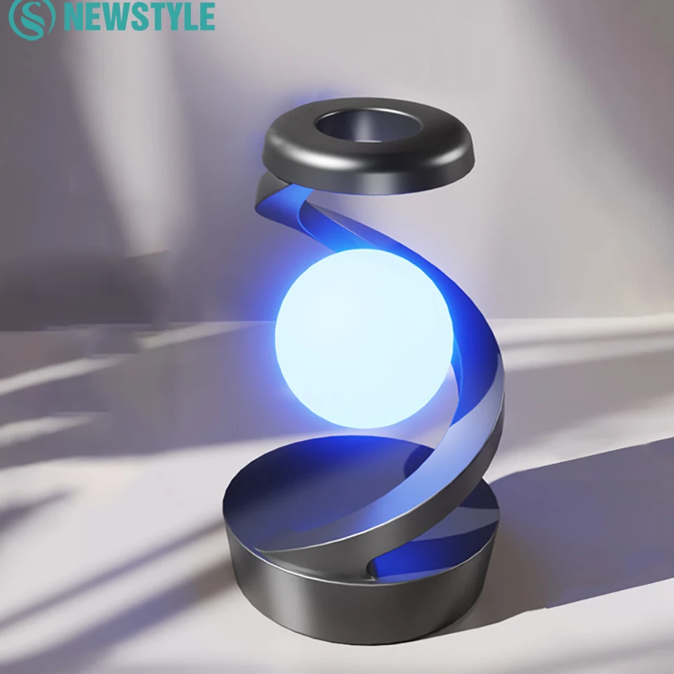 LED 360 ° Rotujúce nočné svetlo s bezdrôtovou nabíjačkou bezdrôtovou stolovou lampou Nabíjateľná LED LED LED LEVITATION NIGHT NAJLEPŠIE NA NAJVÄČŠIE PRIPOJENIE V obývacej izbe