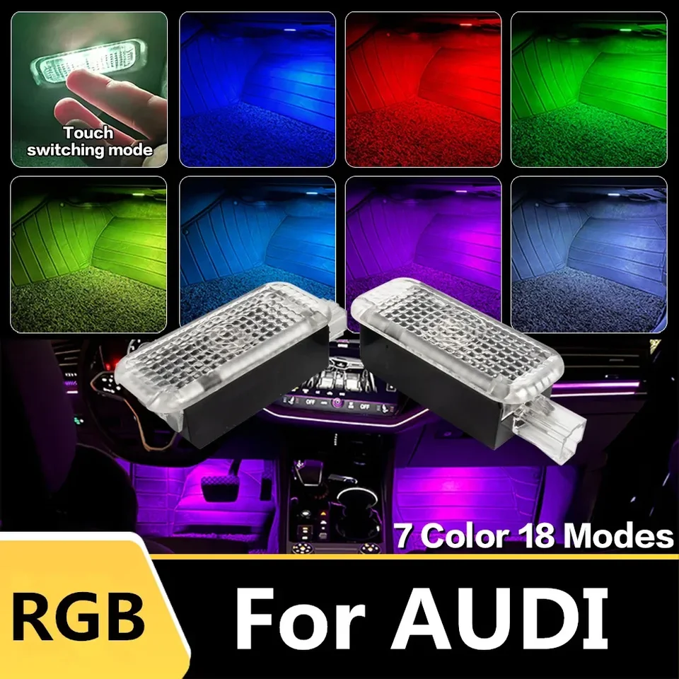 LED automobilové nohy svetlo RGB Atmosféra lampa Interiér dekoratív pre Audi A1 8x A4 B7 B8 B9 A5 A6 C5 C6 C7 A7 A8 TT Q3 8U Q5 8R Q7