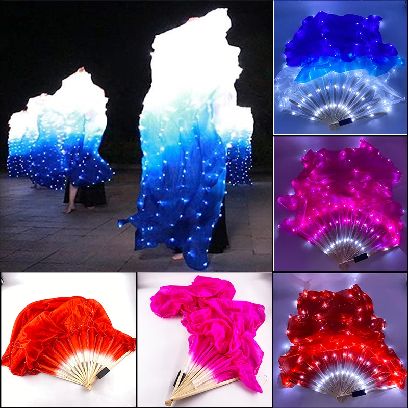 LED Belly Dance Fan Light Up Accessories Svetlá hodvábna fanúšikovia Dospelé ženské scénické dodávky festival festival rekvizity 2024