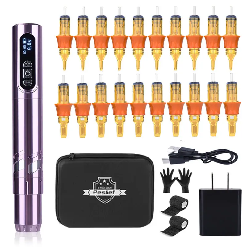 LED bezdrôtové pero Tetovanie stroja pre trvalé 3,0 mm make -up a vlasové profesionálne tetovacie pero súprava