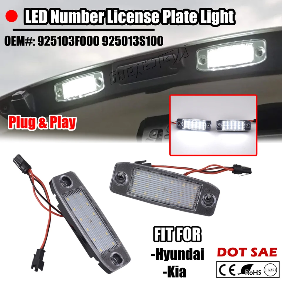 LED biele zadné svetlá Licenčné oznámenia Svetlá pre Kia Sportage 2011-2016 Hyundai Sonata 2011-2014 Automatické príslušenstvo