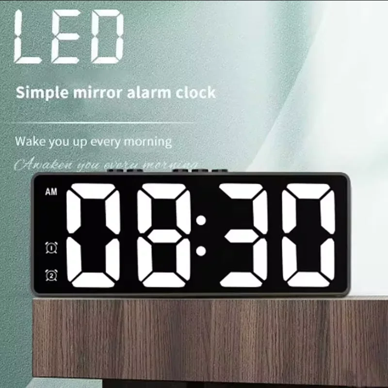 LED budík Elektronický študent Digitálne hodiny hlasové ovládanie Dvojité odkladanie 12/24 hodín duálne alarmy teplota Mute Table Clock