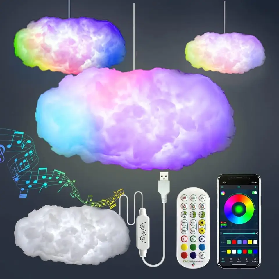 LED cloudové nočné svetlá pre spálňu, kreatívna cloudová osvetľovacia súpra