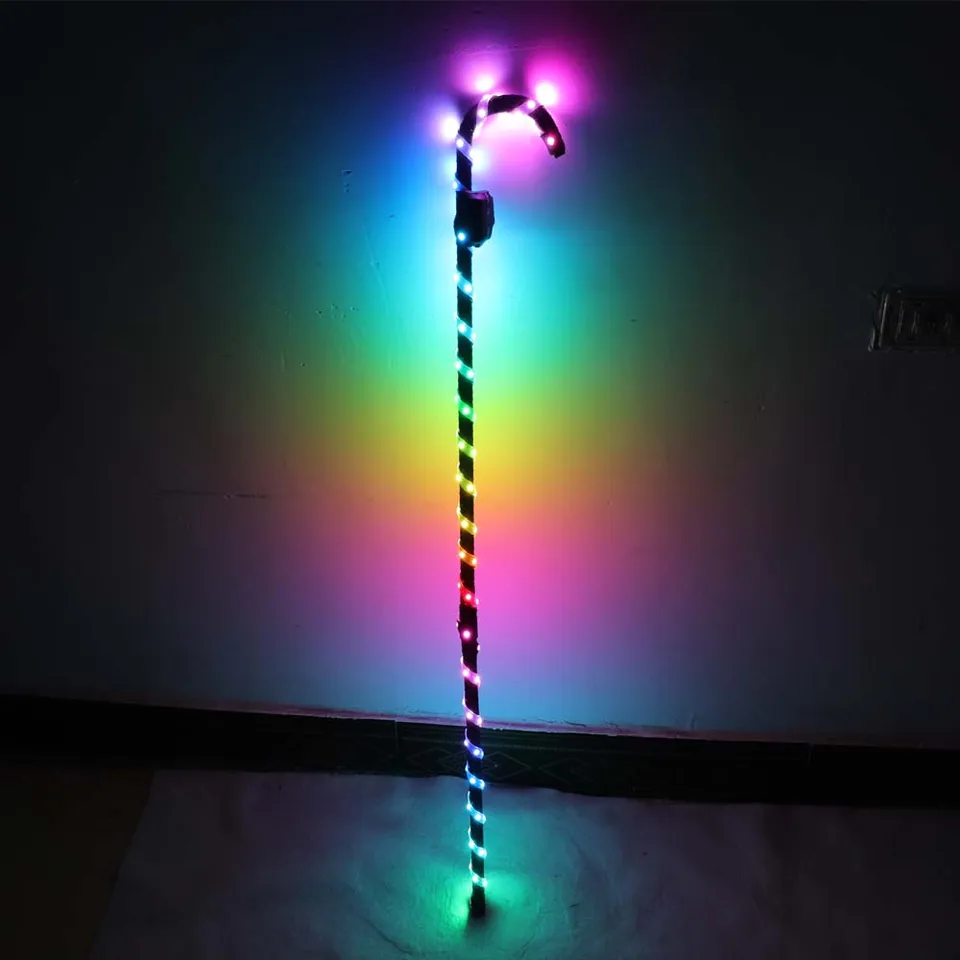 LED CRUCT Light Up Cane Belly Dancing Blibing biele Canes Ženy Men Jazz Dance pre pódium Performance Party ako darček