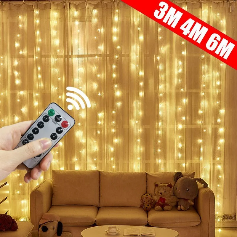 LED curtain girlanda na okne USB Power Fairy Lights Festoon s odľahlým novoročným LED svetlá vianočnej dekorácie