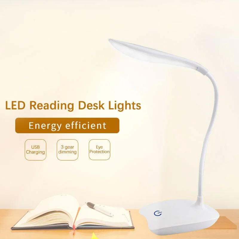 LED desktopová stolová lampa USB Nabíjateľné osvetlenie očí Ochrana miestnosť nočná ľahká spálňa lôžko Čítanie študent