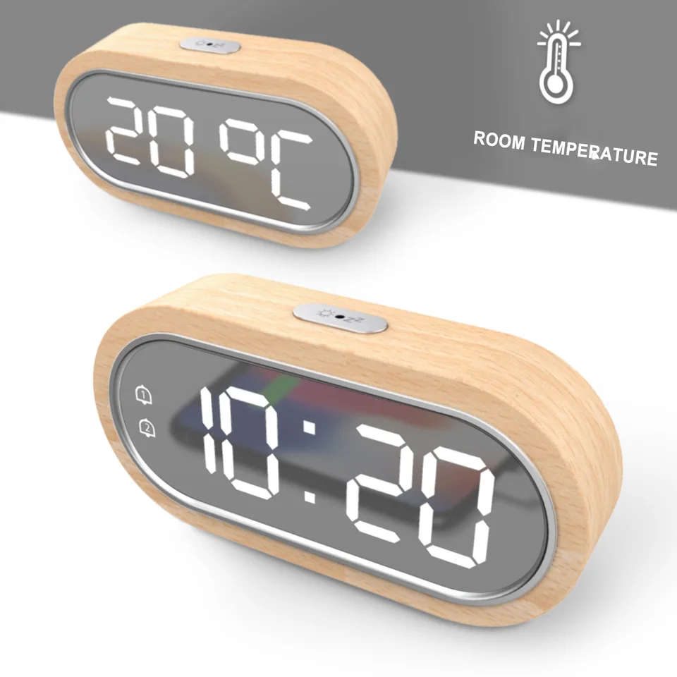 LED digitálne hodiny moderné drevené stoly budík