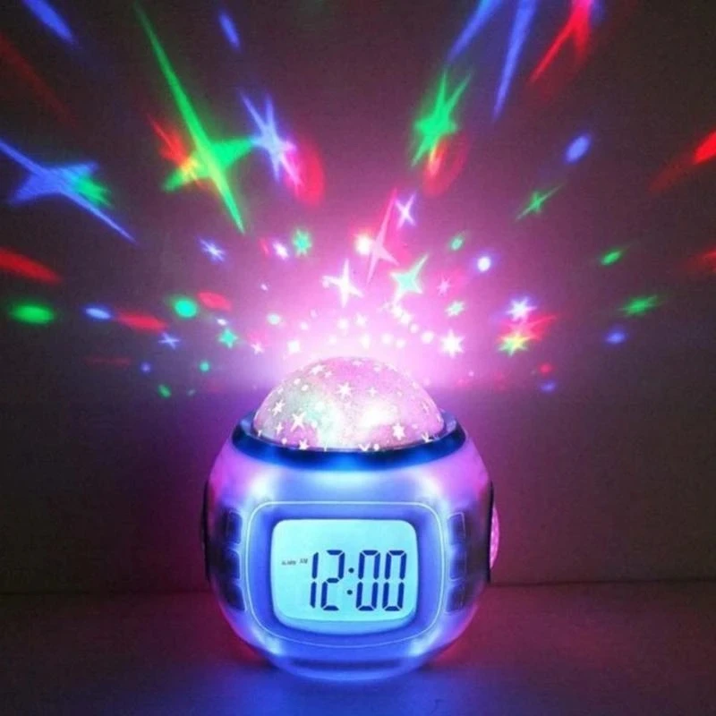 LED digitálny budík Snooze Starry Hviezda GLEAGING ALAMBLE ALD ALD ALD DETI KALENDÁRKA TETERMOMEMER Night Light Projector