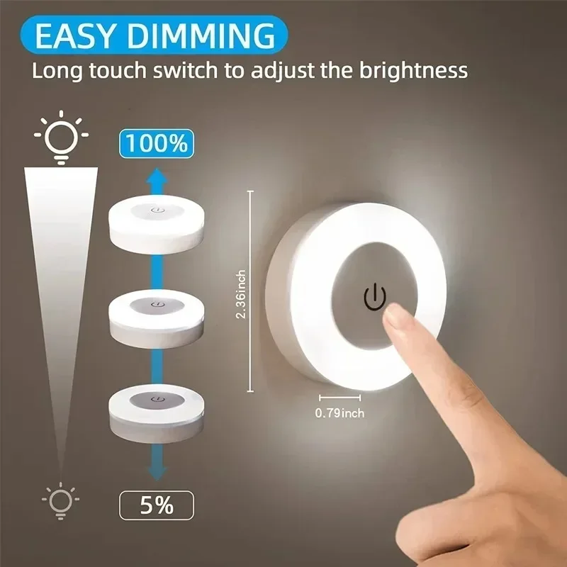 LED dotykový senzor nočné svetlo 3 režimy USB Nabíjateľné magnetické základné nástenné svetlá prenosné stmievanie nočná lampa pre výzdobu izby Energ