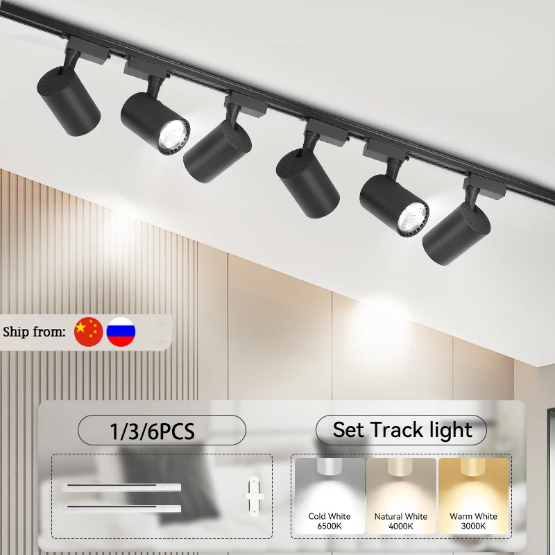 LED dráha ľahká koľajnica Stropná lampa LED LED žiarovka 20/30/40 W Spotlight Indoor osvetlenie svietidla do kuchyne obývacia izba dekor