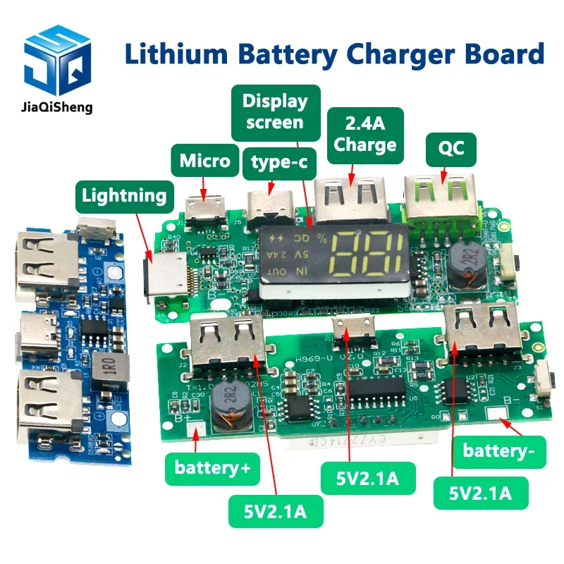 LED duálne USB 5V 2.4A MICRO/TYPE-C MOBILNÁ POLOŽKA BANKY 18650 Nabíjací modul Litium Battery Board Ochrana obvodu obvodu