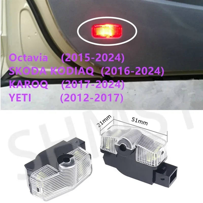 LED dvere auta Uvítacie svetlá HD Projektor Lamp pre Skoda Octavia A7 2015 -2022 Kodiaq 2016-2021 Karoq Yeti 2012-2017 Príslušenstvo